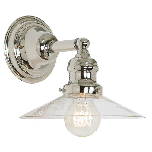 Central Park 1-Light Wall Sconce with 8" Glass Shade in Polished Nickel with Clear Glass