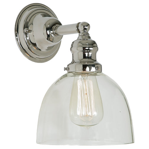 Central Park 1-Light Wall Sconce with 7" Glass Shade in Polished Nickel with Clear Glass