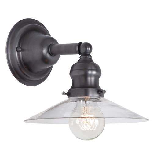 Central Park 1-Light Wall Sconce with 8" Glass Shade in Gun Metal with Clear Glass