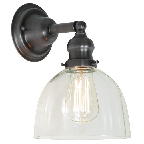Central Park 1-Light Wall Sconce with 7" Glass Shade in Gun Metal with Clear Glass