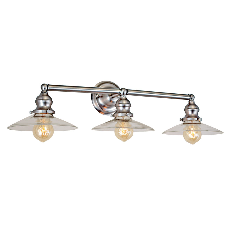 Central Park 3-Light Angelique Bathroom Wall Sconce in Satin Nickel