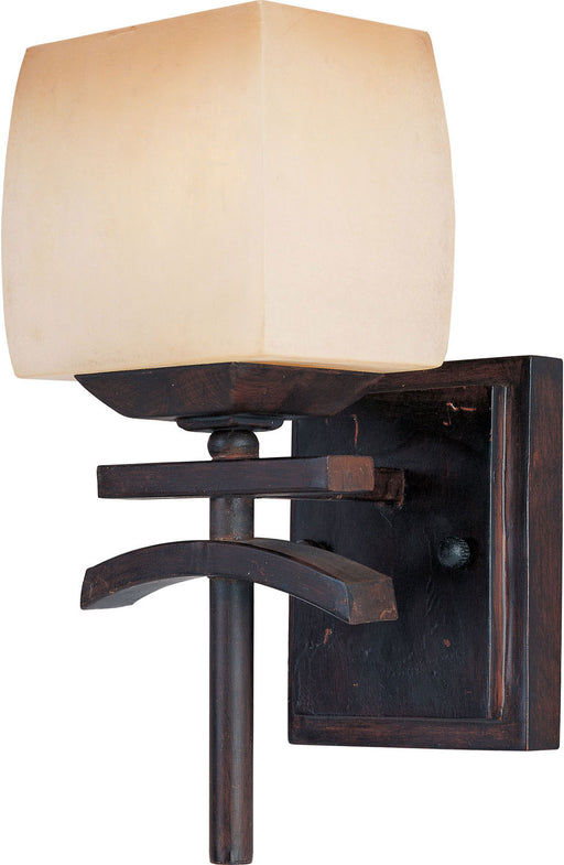 Asiana 1-Light Wall Sconce in Roasted Chestnut with Wilshire Glass