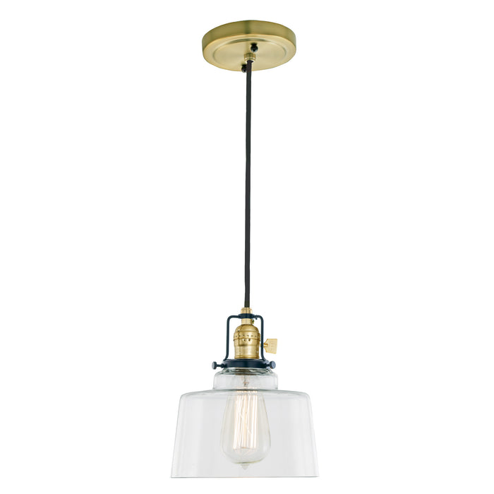 Uptown 1-Light Raya Pendant in Satin Brass & Black