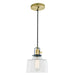 Uptown 1-Light Raya Pendant in Satin Brass & Black