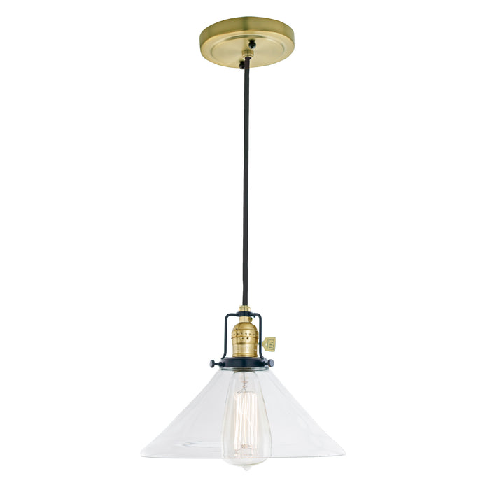 Uptown 1-Light Flora Pendant in Satin Brass & Black with Clear Glass