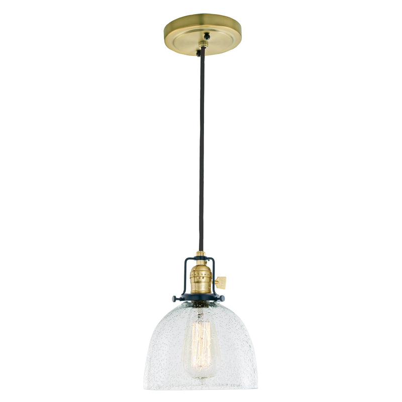 Uptown 1-Light Vida Pendant in Satin Brass & Black with Bubble Glass