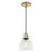 Uptown 1-Light Vida Pendant in Satin Brass & Black with Bubble Glass
