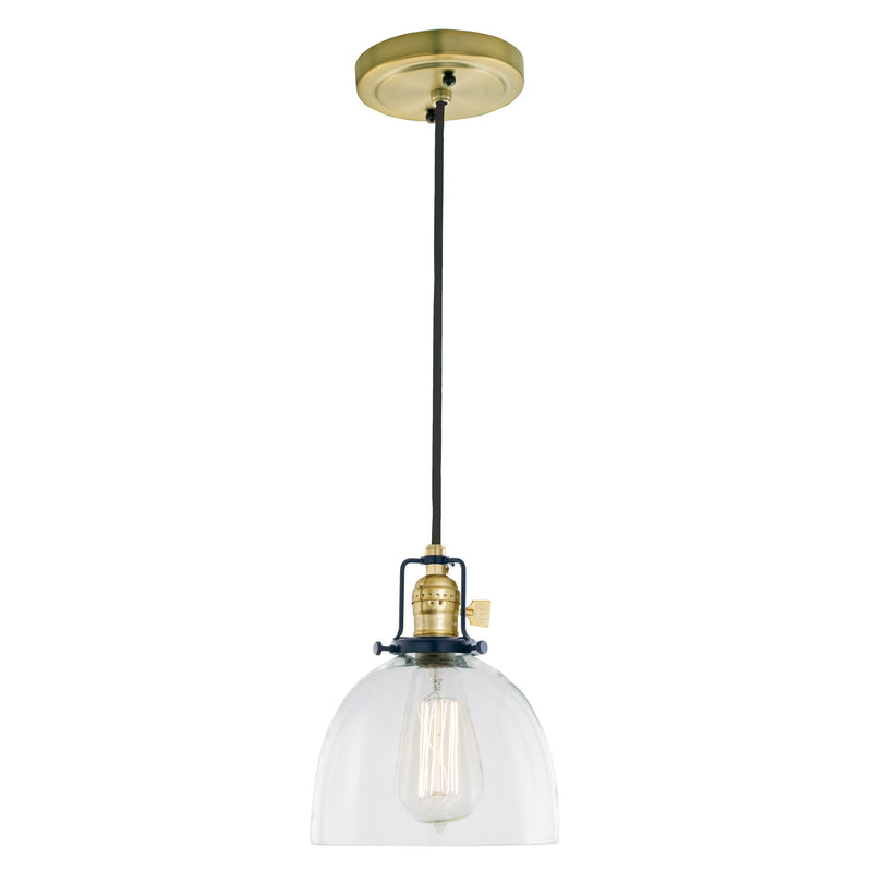 Uptown 1-Light Vida Pendant in Satin Brass & Black with Clear Glass