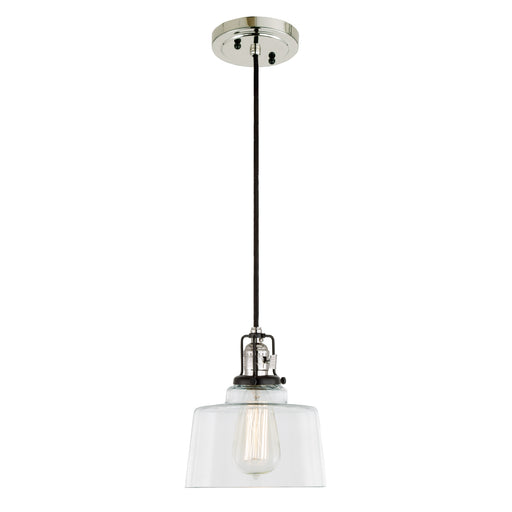 Uptown 1-Light Raya Pendant in Polished Nickel & Black