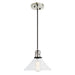 Uptown 1-Light Flora Pendant in Polished Nickel & Black with Bubble Glass