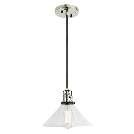 Uptown 1-Light Flora Pendant in Polished Nickel & Black with Clear Glass