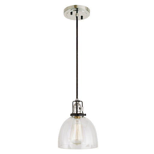 Uptown 1-Light Vida Pendant in Polished Nickel & Black with Clear Glass