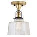Uptown 1-Light Raya Ceiling Mount in Satin Brass & Black