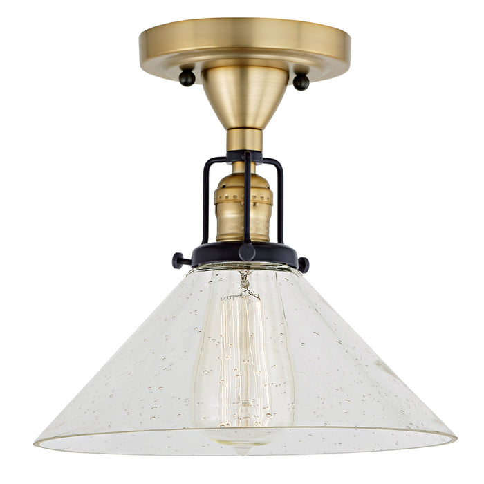 Uptown 1-Light Flora Ceiling Mount in Satin Brass & Black with Bubble Glass