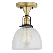 Uptown 1-Light Vida Ceiling Mount in Satin Brass & Black with Bubble Glass