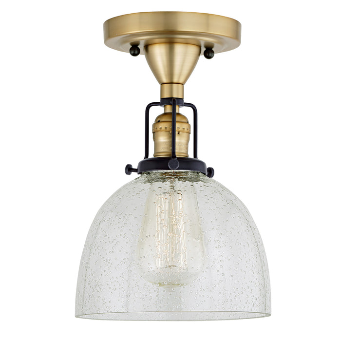 Uptown 1-Light Vida Ceiling Mount in Satin Brass & Black with Bubble Glass