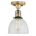 Uptown 1-Light Vida Ceiling Mount in Satin Brass & Black with Bubble Glass