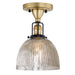 Uptown 1-Light Vida Ceiling Mount in Satin Brass & Black with Mercury Ribbed Glass