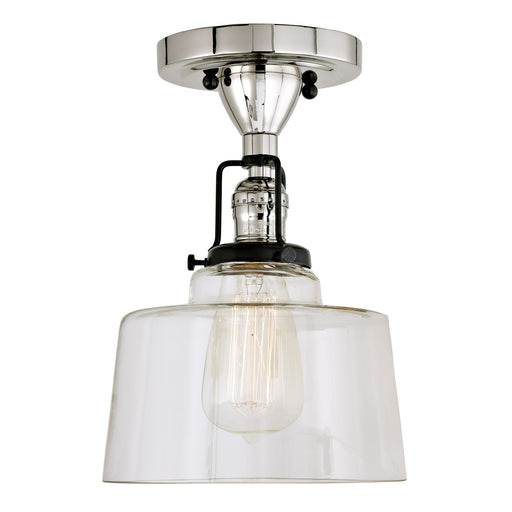 Uptown 1-Light Raya Ceiling Mount in Polished Nickel & Black