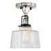 Uptown 1-Light Raya Ceiling Mount in Polished Nickel & Black
