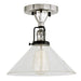 Uptown 1-Light Flora Ceiling Mount in Polished Nickel & Black with Bubble Glass