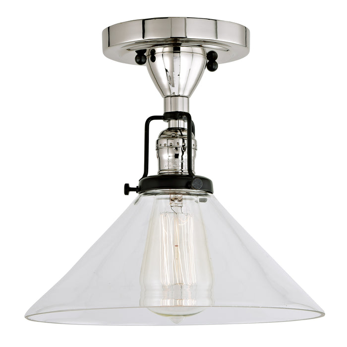 Uptown 1-Light Flora Ceiling Mount in Polished Nickel & Black with Clear Glass