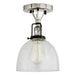 Uptown 1-Light Vida Ceiling Mount in Polished Nickel & Black with Bubble Glass
