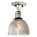 Uptown 1-Light Vida Ceiling Mount in Polished Nickel & Black with Mercury Ribbed Glass