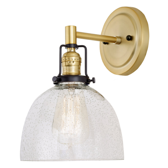 Uptown 1-Light Vida Wall Sconce in Satin Brass & Black with Bubble Glass