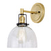 Uptown 1-Light Vida Wall Sconce in Satin Brass & Black with Clear Glass