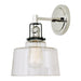 Uptown 1-Light Raya Wall Sconce in Polished Nickel & Black