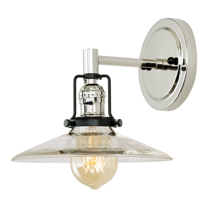 Uptown 1-Light Angelique Wall Sconce in Polished Nickel & Black