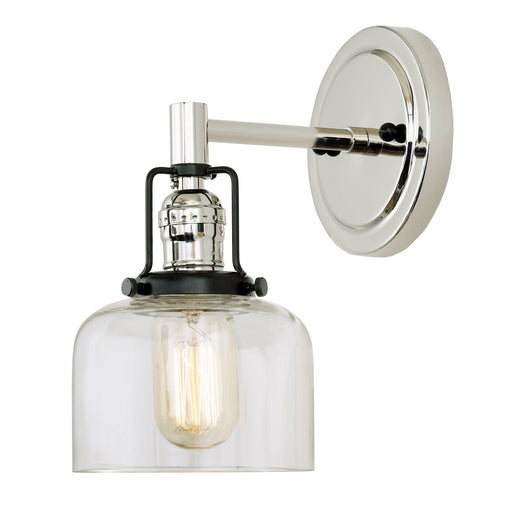Uptown 1-Light Wrenley Wall Sconce in Polished Nickel & Black