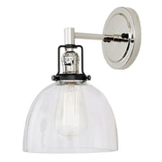Uptown 1-Light Vida Wall Sconce in Polished Nickel & Black with Clear Glass