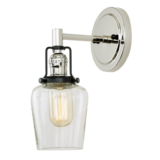 Uptown 1-Light Taytum Wall Sconce in Polished Nickel & Black