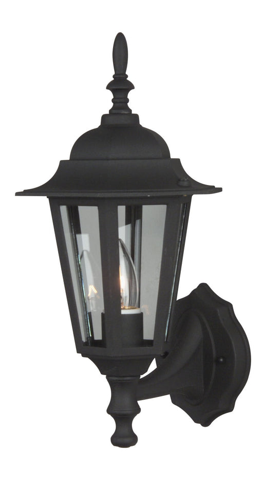 Straight Glass 1-Light Wall Lantern in Textured Matte Black