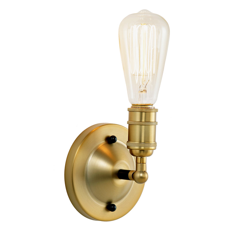 Isla 1-Light Convertible Wall/Ceiling Mount in Satin Brass & Black