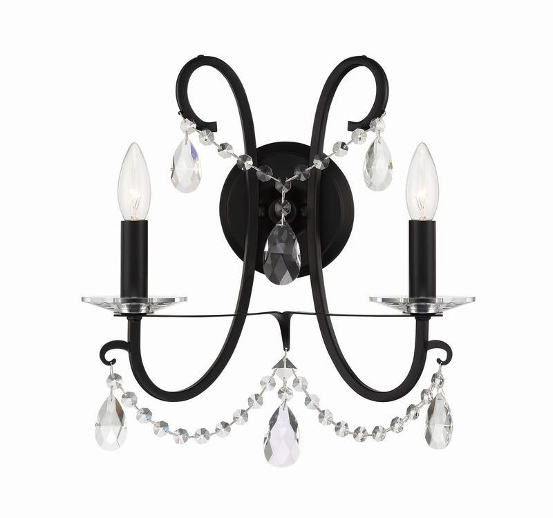 Othello 2-Light Wall Mount in Matte Black by Crystorama - MPN 6822-MK-CL-MWP