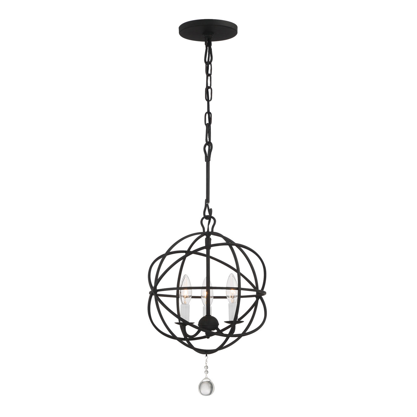 Solaris 3-Light Mini Chandelier in Black by Crystorama - MPN 9225-BK