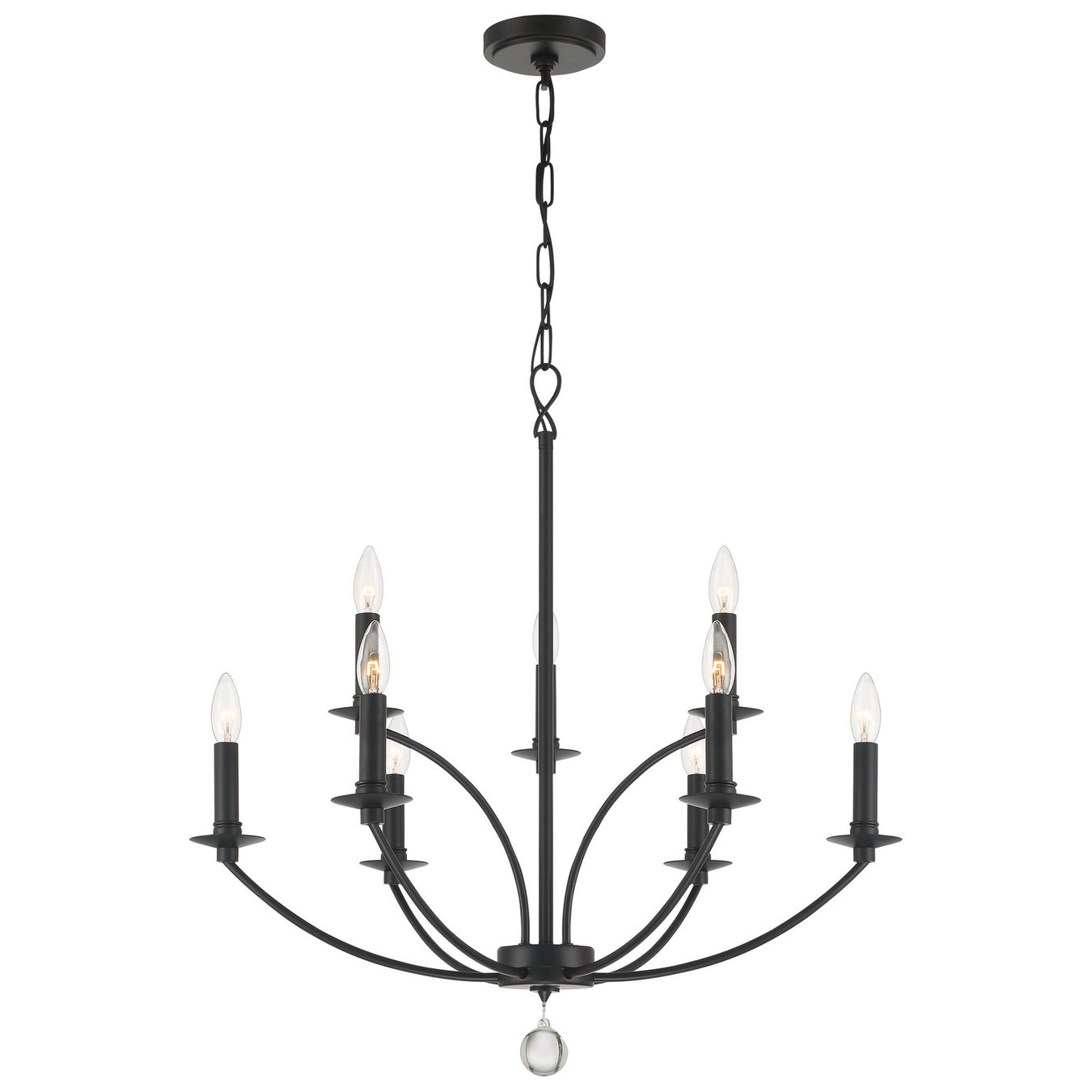 Mila 9-Light Chandelier in Black by Crystorama - MPN MIL-8009-BK
