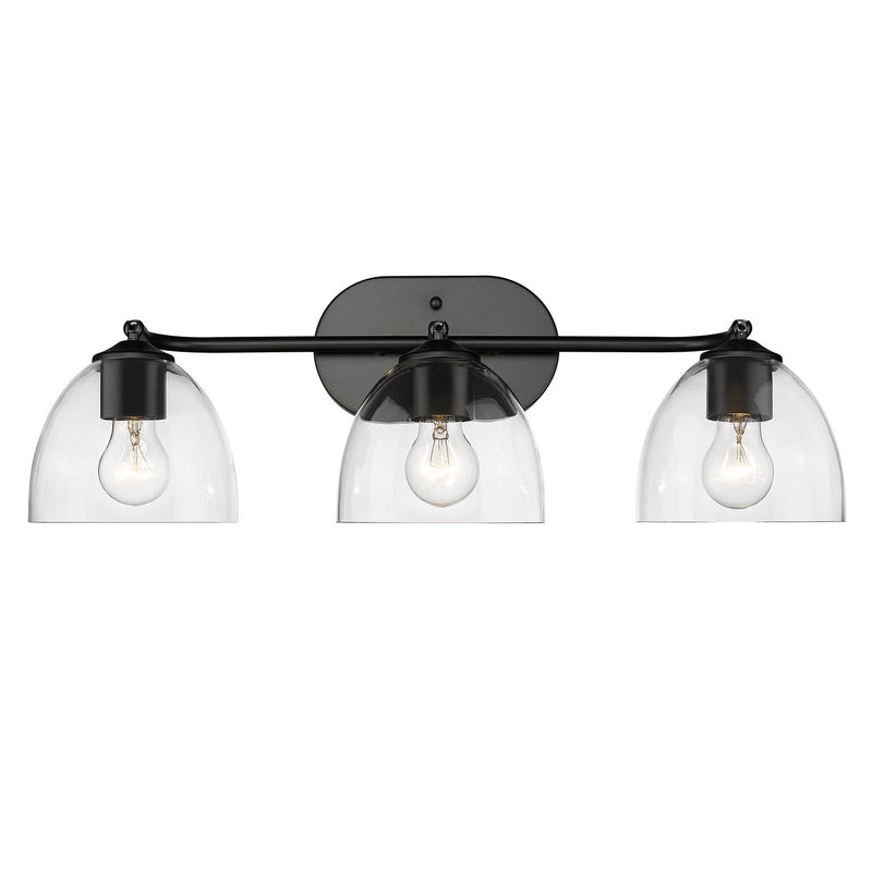 Roxie 3-Light Bath Vanity in Matte Black with Clear Glass