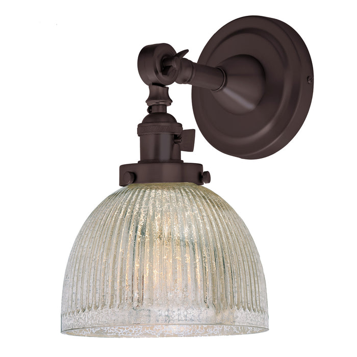 Midtown 1-Light Swivel Vida Wall Sconce  in Oil rubbed bronze with Mercury Ribbed Glass