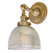 Midtown 1-Light Swivel Vida Wall Sconce  in Satin Brass with Mercury Ribbed Glass