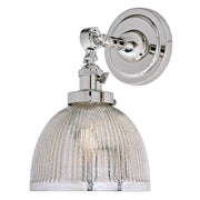 Midtown 1-Light Swivel Vida Wall Sconce  in Polished Nickel with Mercury Ribbed Glass