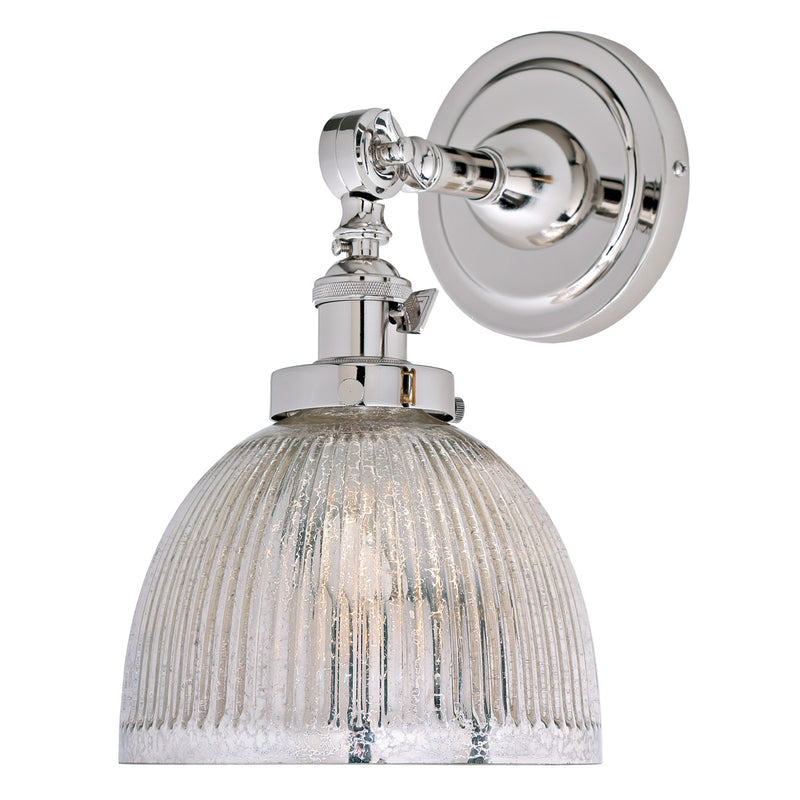 Midtown 1-Light Swivel Vida Wall Sconce  in Polished Nickel with Mercury Ribbed Glass