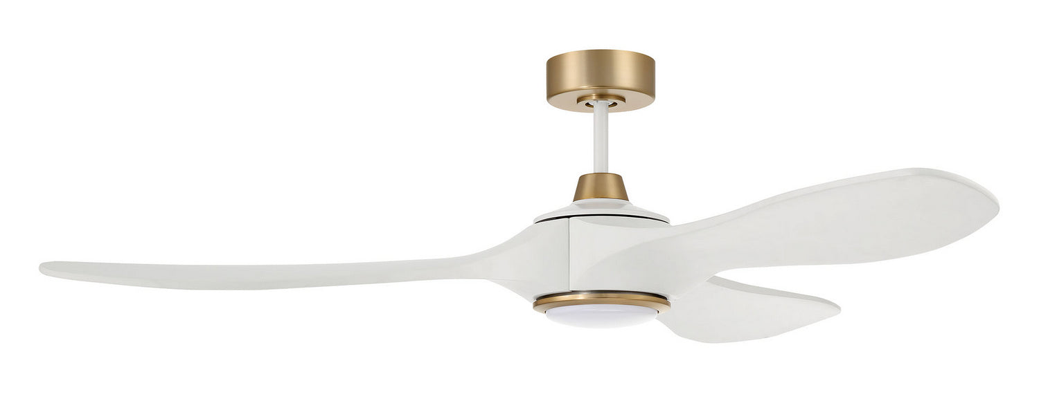 Envy 60" Ceiling Fan in White & Satin Brass from Craftmade, item number EVY60WSB3