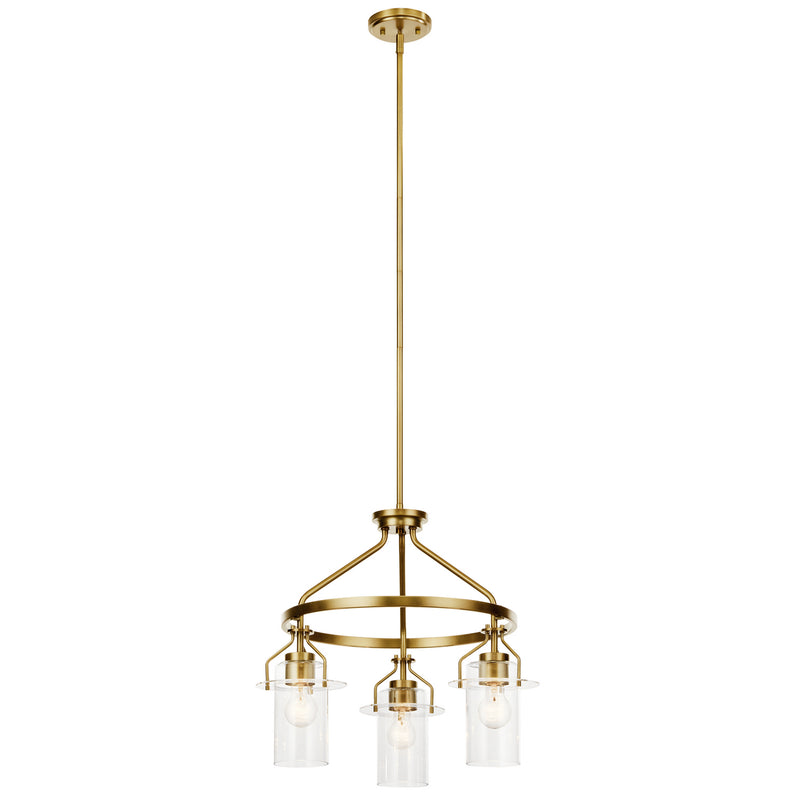 Everett Three Light Chandelier in Brushed Brass
