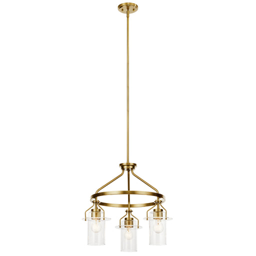 Everett Three Light Chandelier in Brushed Brass