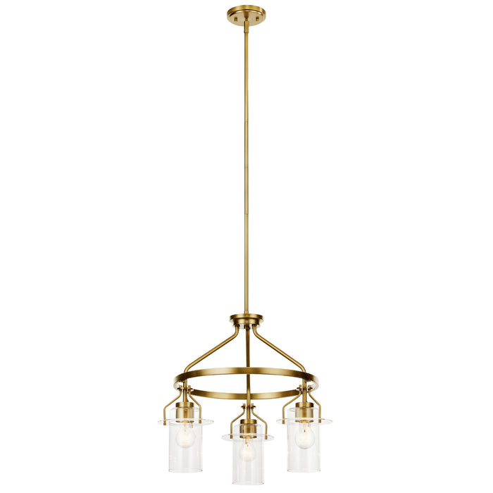 Everett Three Light Chandelier in Brushed Brass