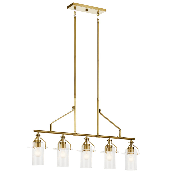 Everett Five Light Linear Chandelier in Brushed Brass